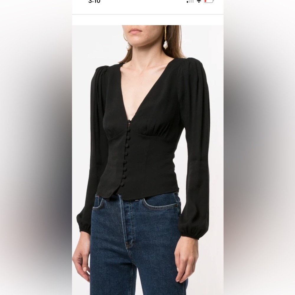 Reformation black v neck blouse size s new without tag